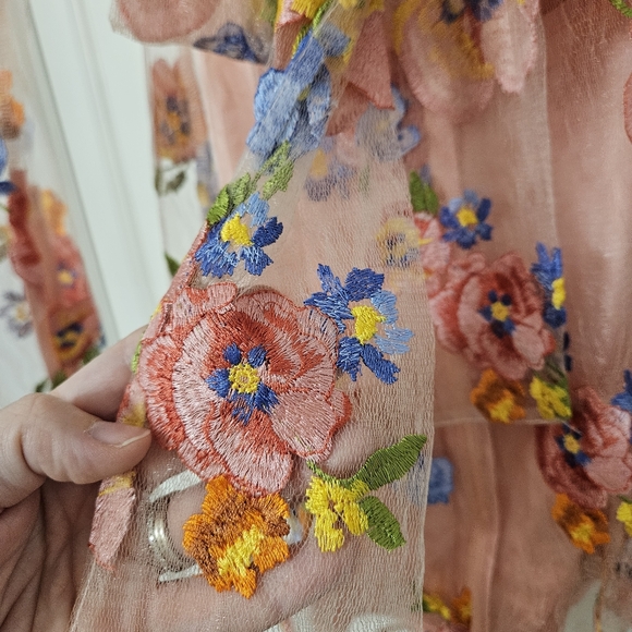 NWT For Love & Lemons Percy Mini Dress Multi Floral Embroidery XS - Picture 12 of 15